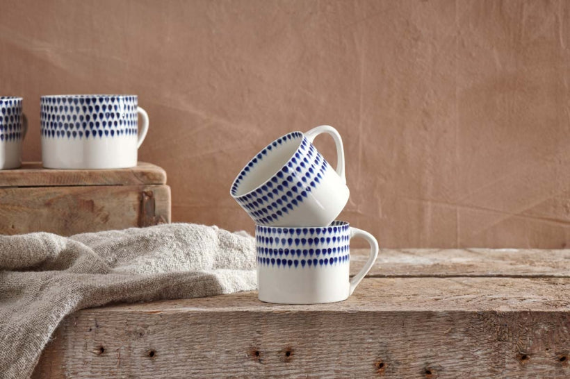Nkuku Indigo Drop mug | designer mugs | ceramic mugs handmade 