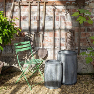 Zinc Ribbed Dolly Tub - Medium Planter