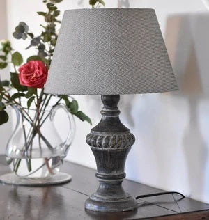 Olivia Stonewash Grey Table Lamp with Shade