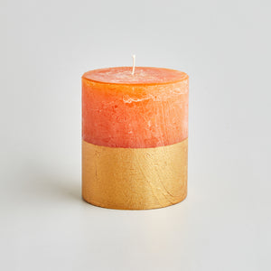 Orange & Cinnamon Gold Half-Dipped Pillar Candle - St Eval