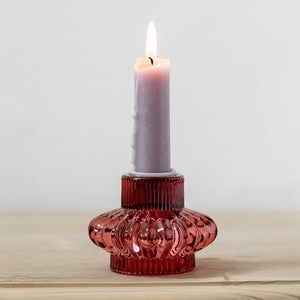 Duo Glass Candleholder - Plum