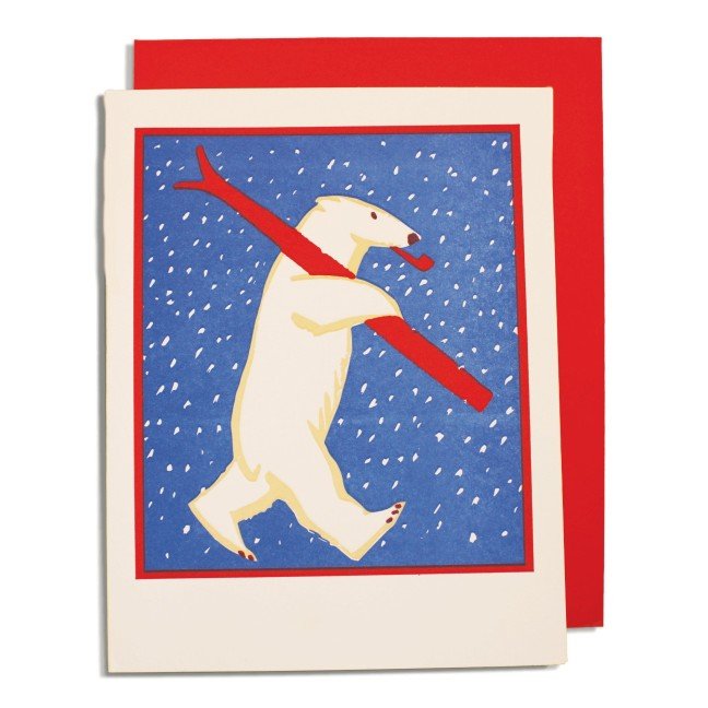 Christmas Skiing Polar Bear - (pack of 5) Christmas Cards