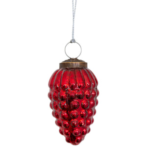 Red Fircone Decoration - Medium - Christmas Bauble