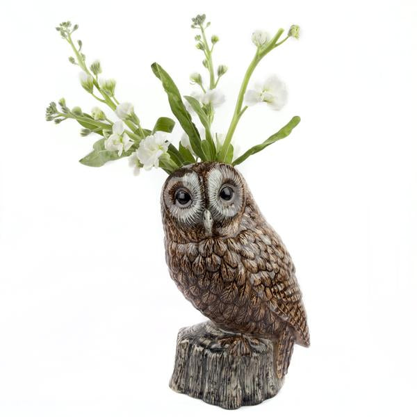 Tawny Owl Flower Vase - Quail Ceramics