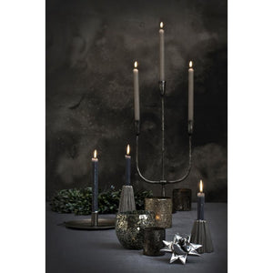 Rustic Tapered Dinner Candle - Dark Grey