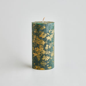Winter Thyme Gold Marbled Pillar Candle - St Eval