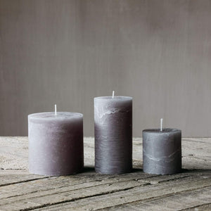 Rustic Pillar Candle Light Grey - Large Pillar Candle