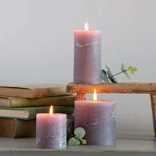 Rustic Pillar Candle Light Grey - Large Pillar Candle