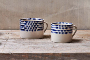 Indigo Drop Mug - Small Handmade Ceramic Mug -Set of 2