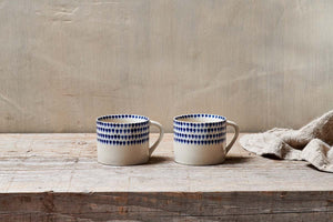 Indigo Drop Mug - Small Handmade Ceramic Mug -Set of 2
