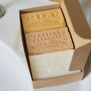 Marseilles French Soap - Gift Box of three soaps